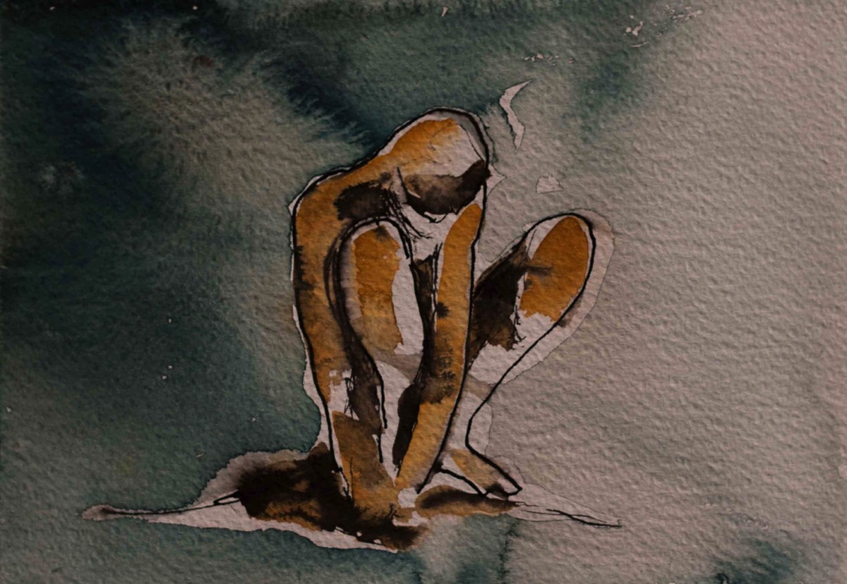 Han är, Hän on, He is, Aquarelle and ink on paper 39*30cm