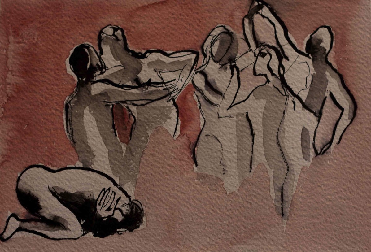 De, Ne, They, Aquarelle and ink on paper 39*30cm