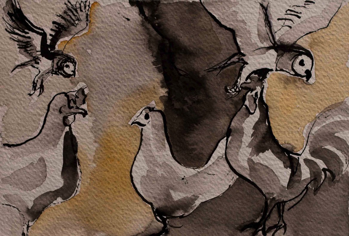 Ännu, Vielä, Still, Aquarelle and ink on paper 39*30cm