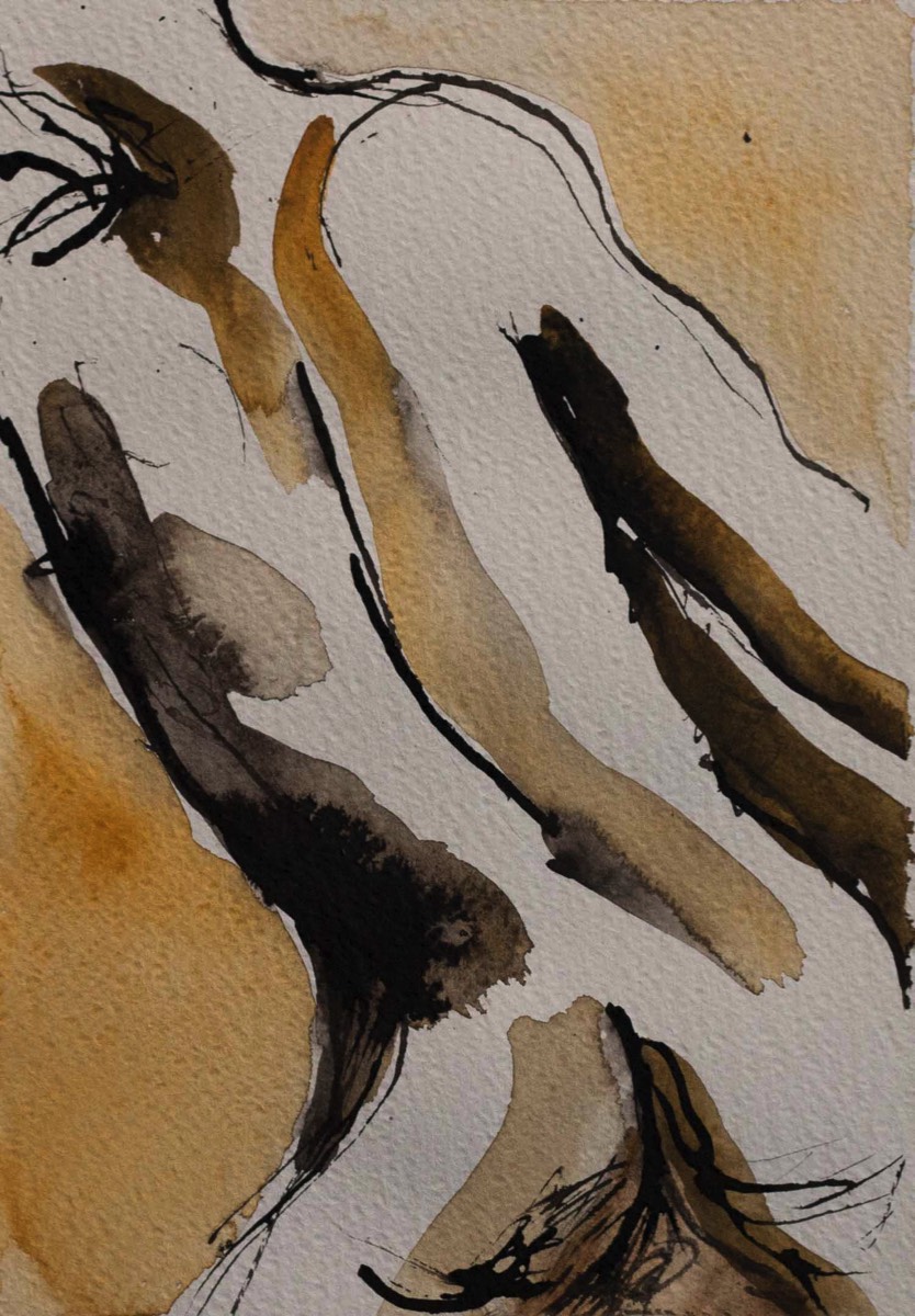 Rygg, Selkä, Back, Aquarelle and ink on paper 39*30cm