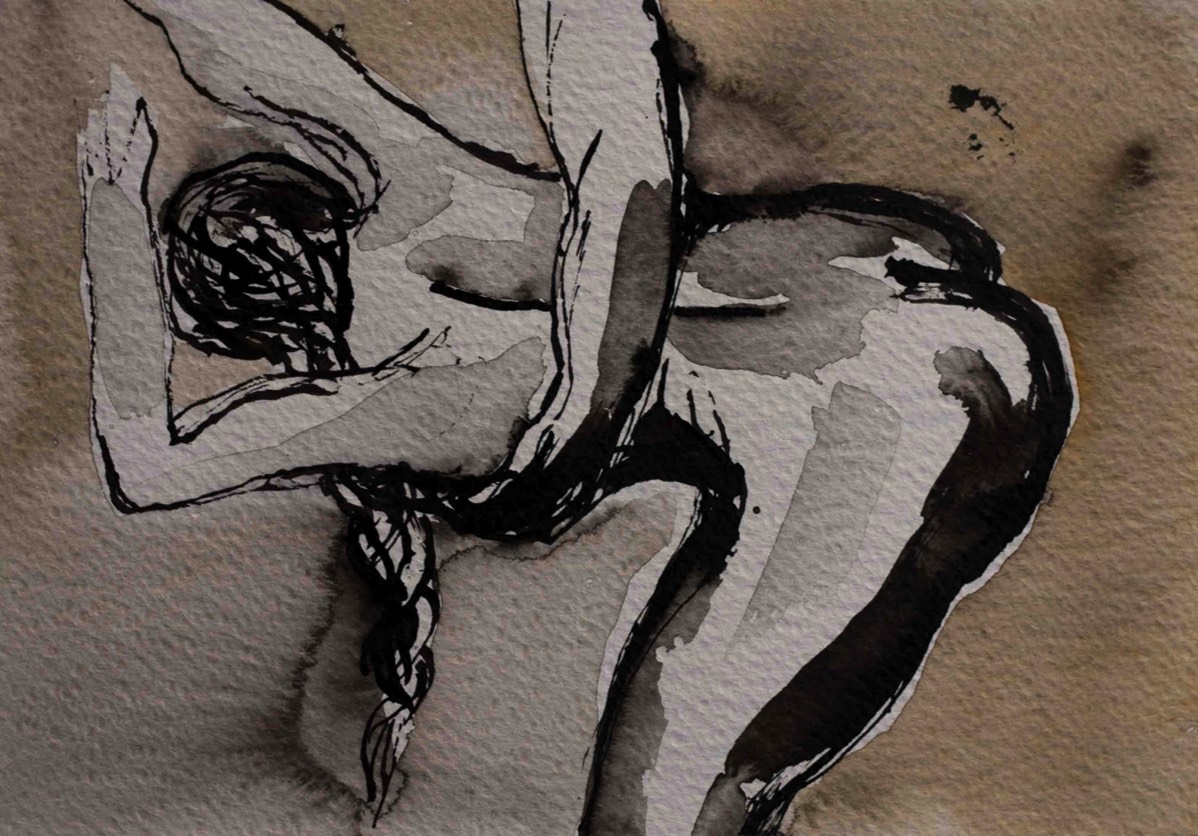 Lyft mig, Nosta minut, Lift me, Aquarelle and ink on paper 39*30cm