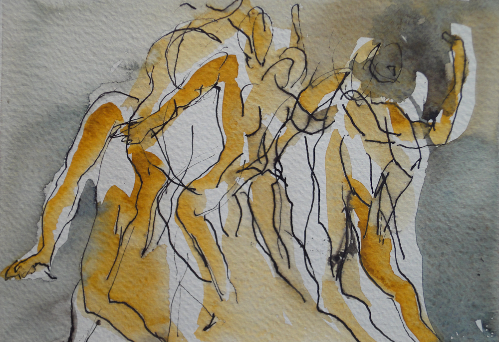 Tanssi, Dans, Dance, Aquarelle and ink on paper 39*30cm