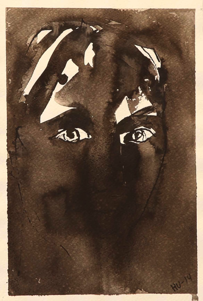 Pimeyden läpi,Genom mörker,Pimeyden läpi, Aquarelle and ink on paper 39*30cm