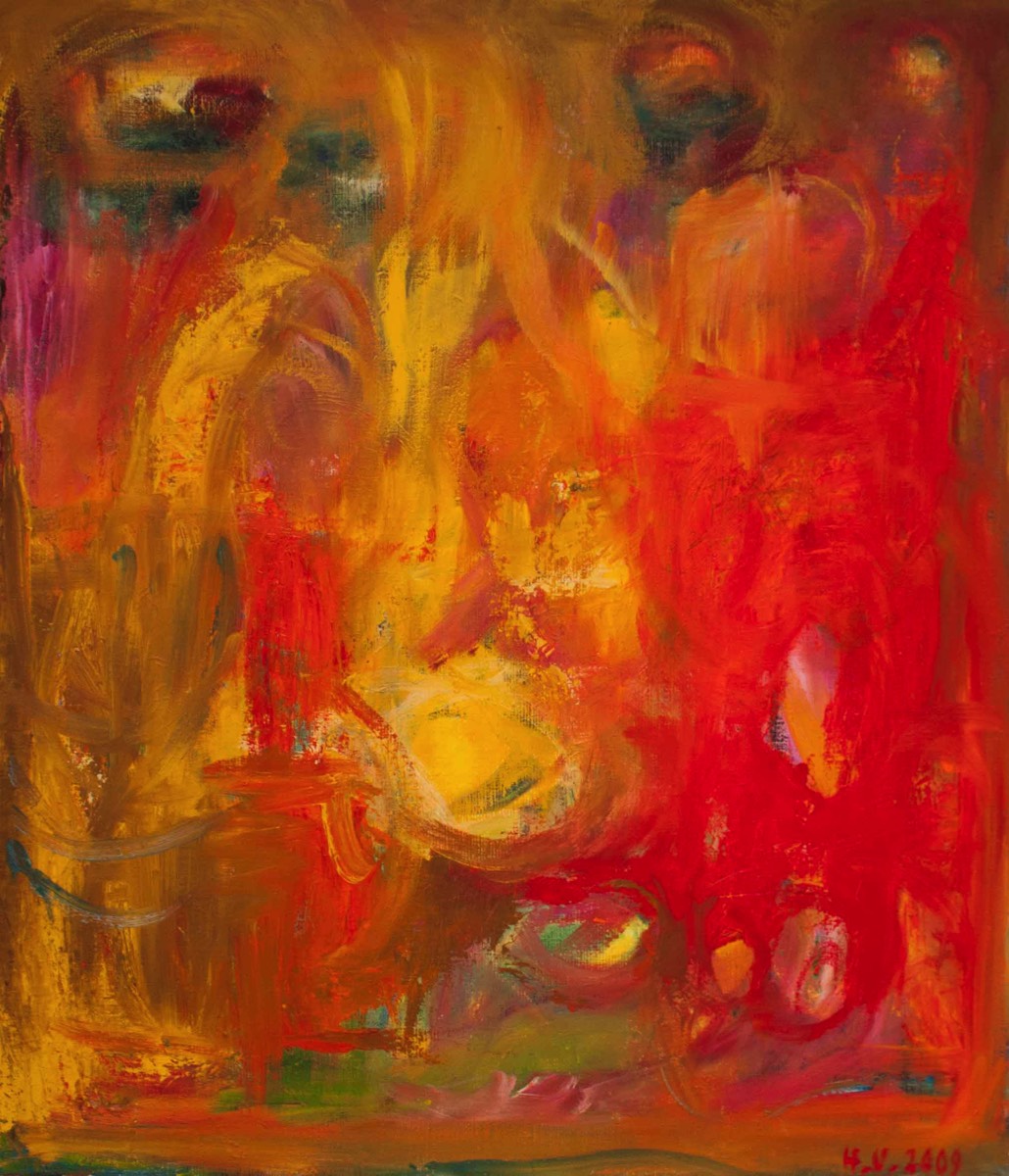Den lilla röda stugan, Pieni punainen mökki, The little red cabin, Oil on Canvas, 50*50cm