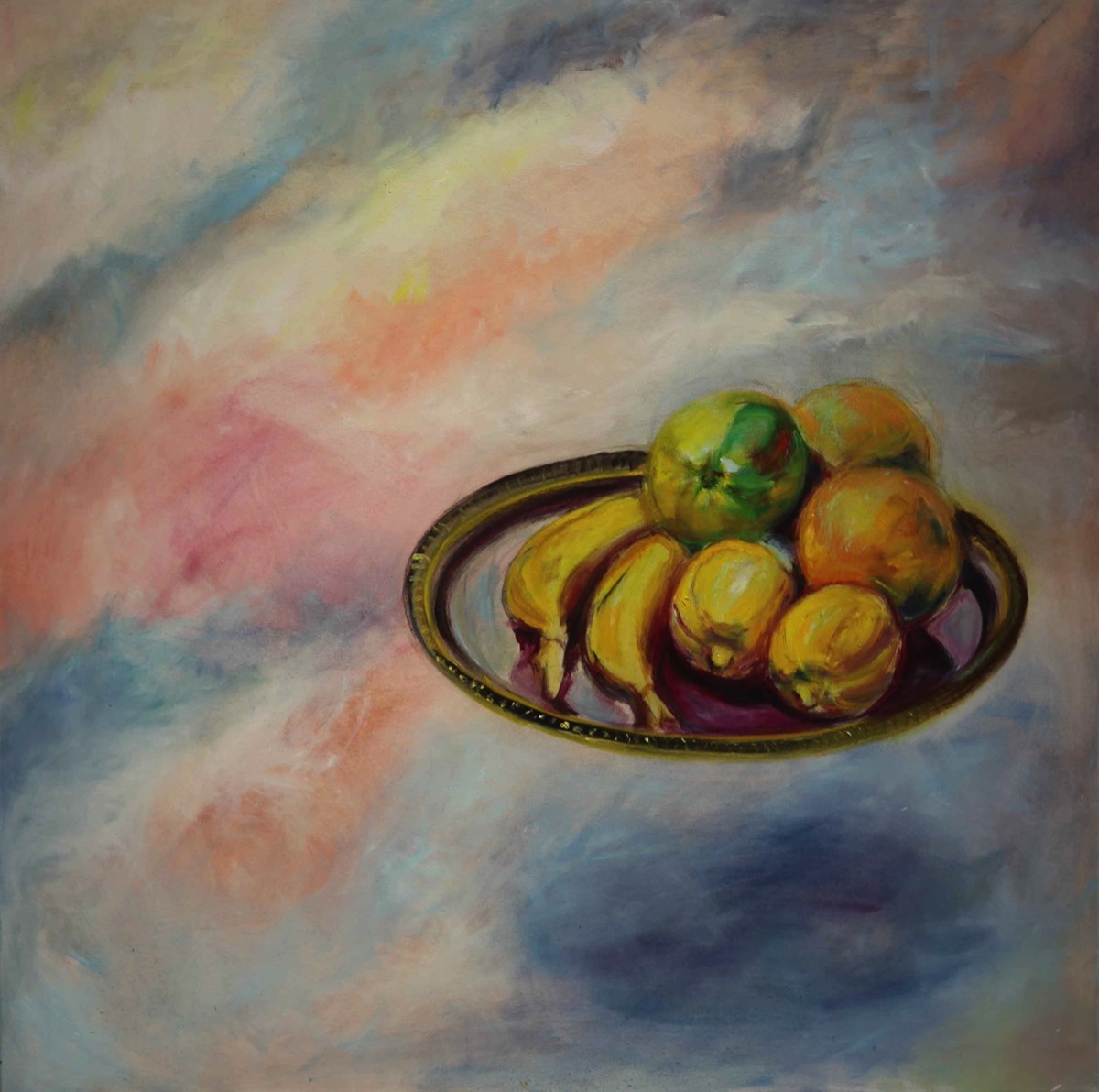 Molnbricka III, Pilvitarjotin III, A tray in the clouds III, Oil on Canvas, 80*80cm
