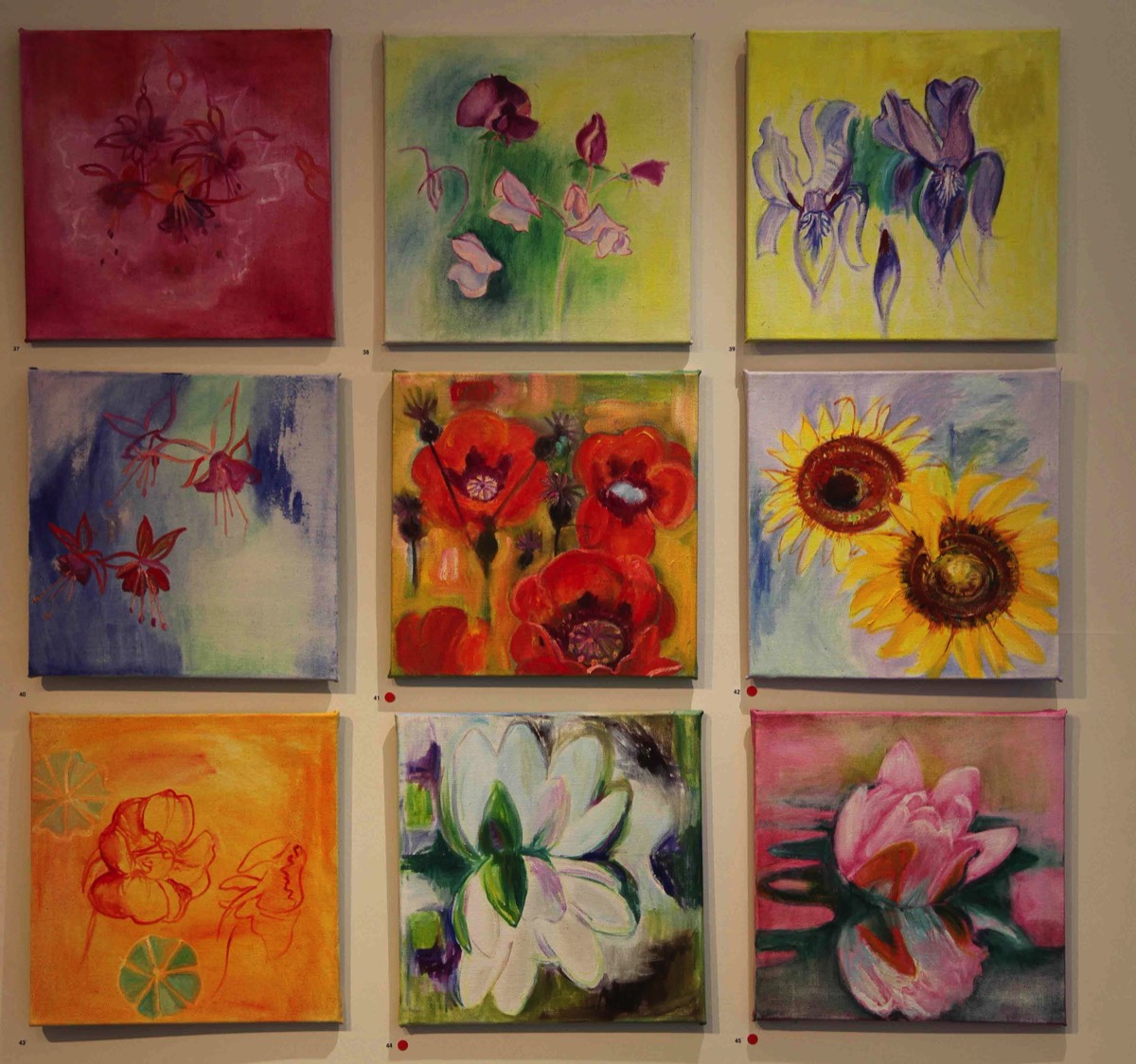 Blominstallation, Kukka instalaatio, Flower installation, Oil on Canvas, 9*46*46cm
