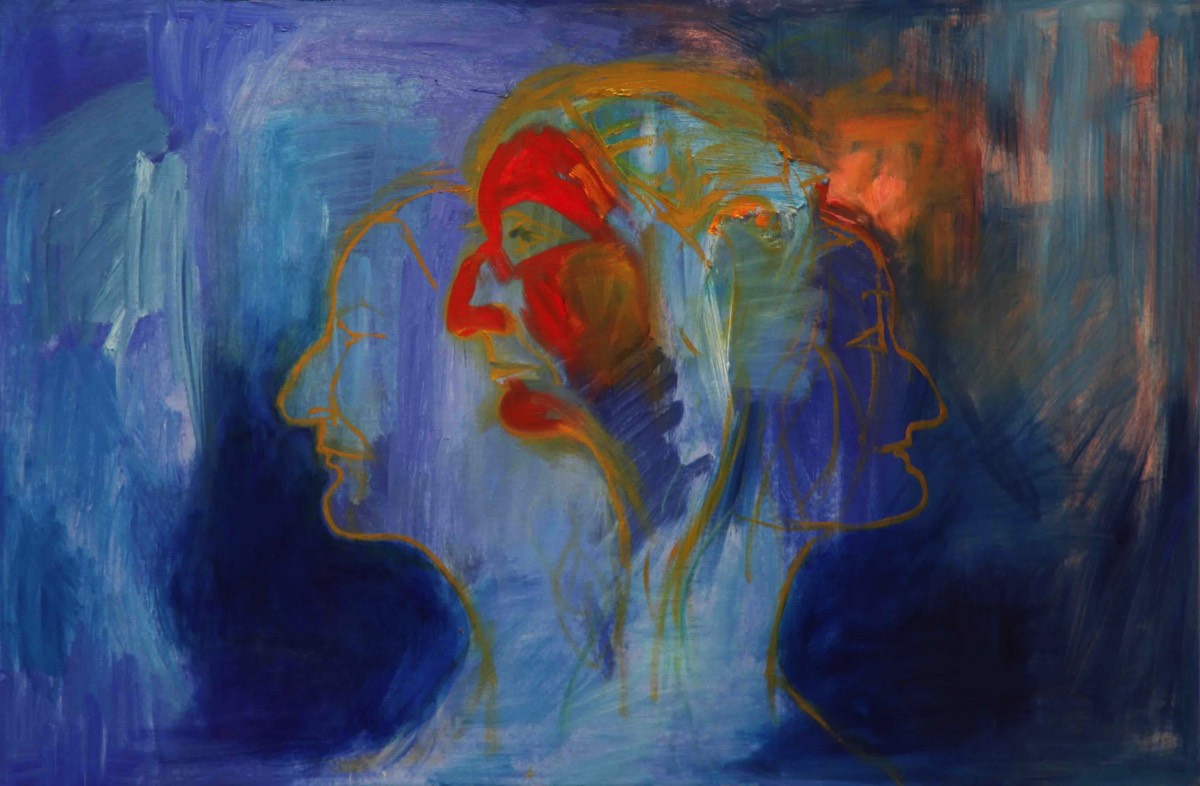 Tre systrar, Kolme sisarta, Three sisters, Oil on canvas, 90x60cm