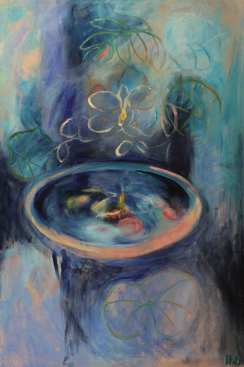 Lähteellä, Vid källan, By the spring, Oil on Canvas, 50x65cm