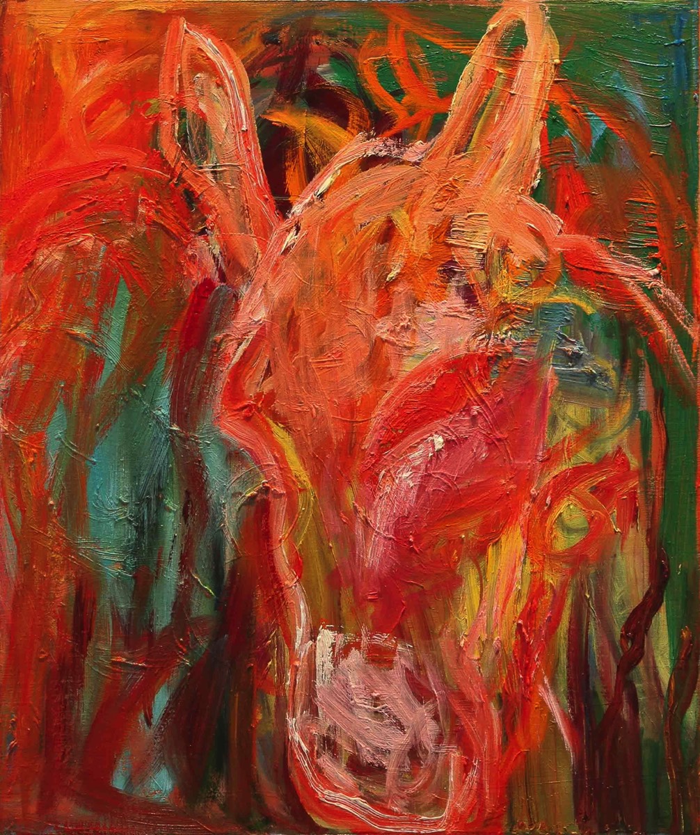 Mietteliäs aasi, Den tankfulla åsnan, The thoughtful donkey, Oil on Canvas, 60x80cm 