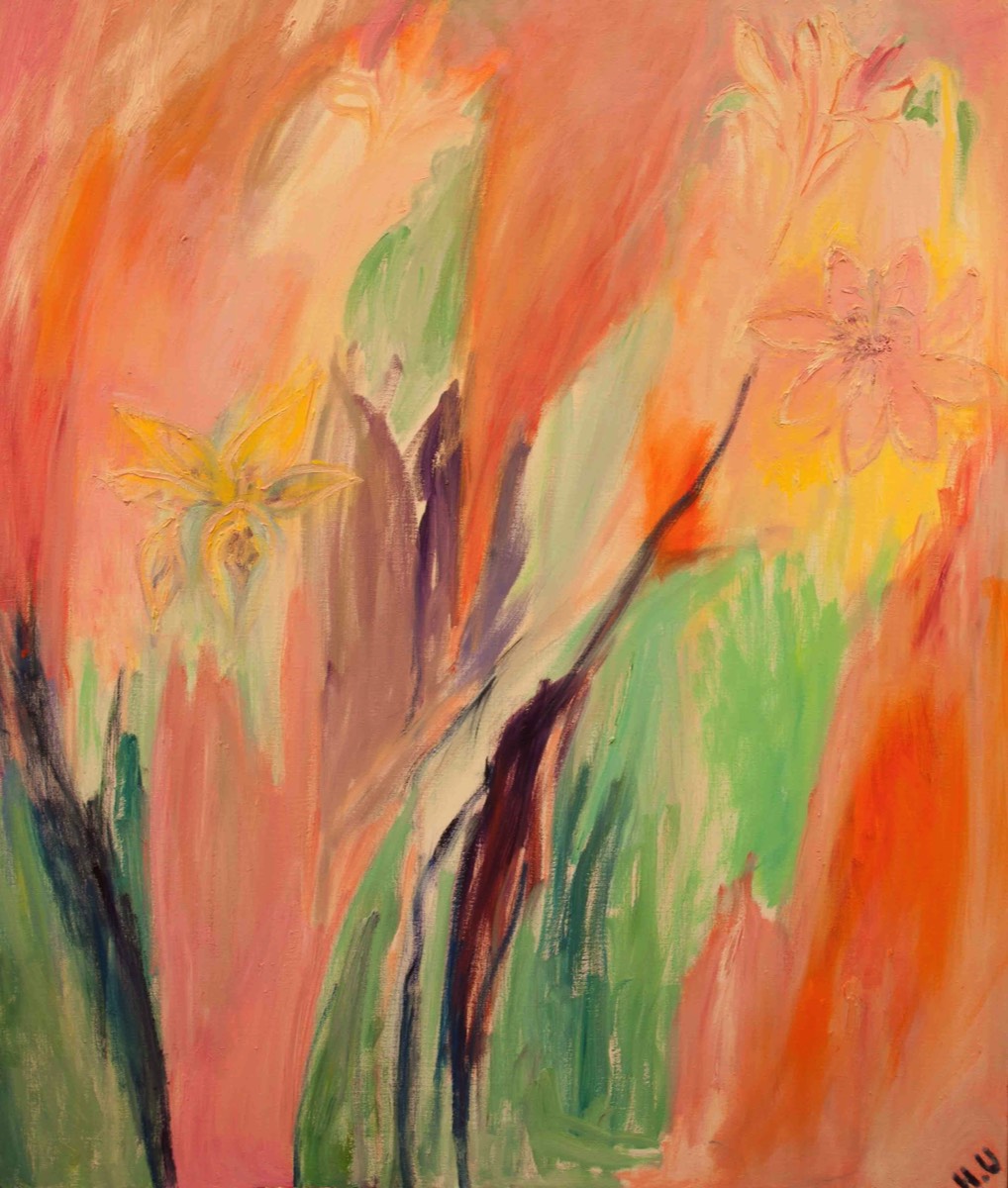 Kukkatanssi I, Blom dans I, Flowerdance I, Oil on Canvas, 130*110cm