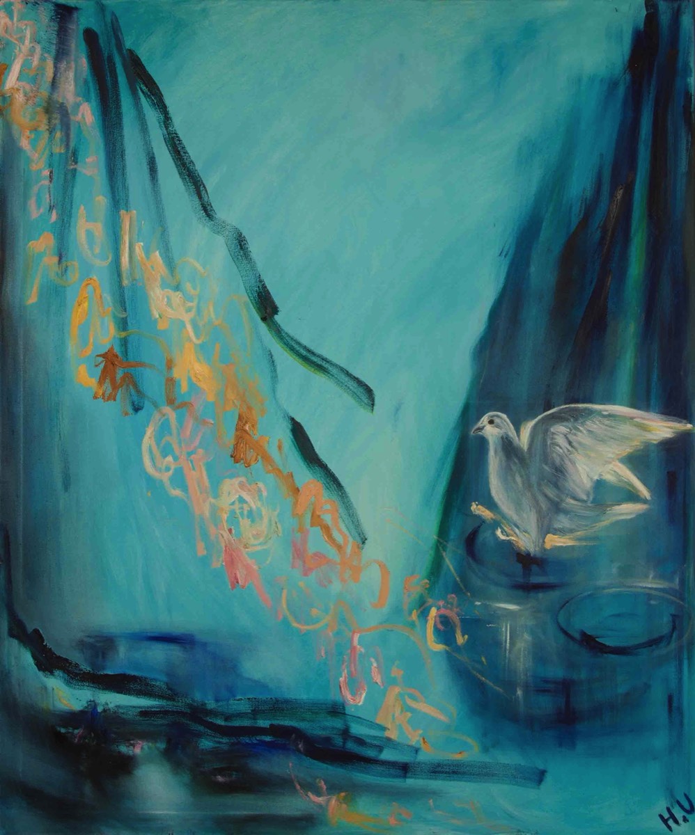 Rauhan kyyhkynen laskeuu, fredsduvan landar, Oil on canvas, 100*120cm