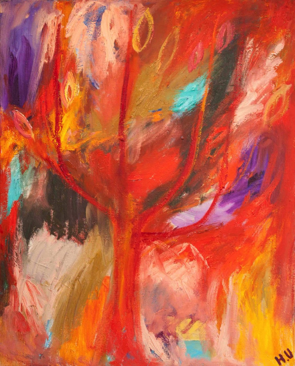 Rött träd, Punainen puu Oil on Canvas 81x66cm