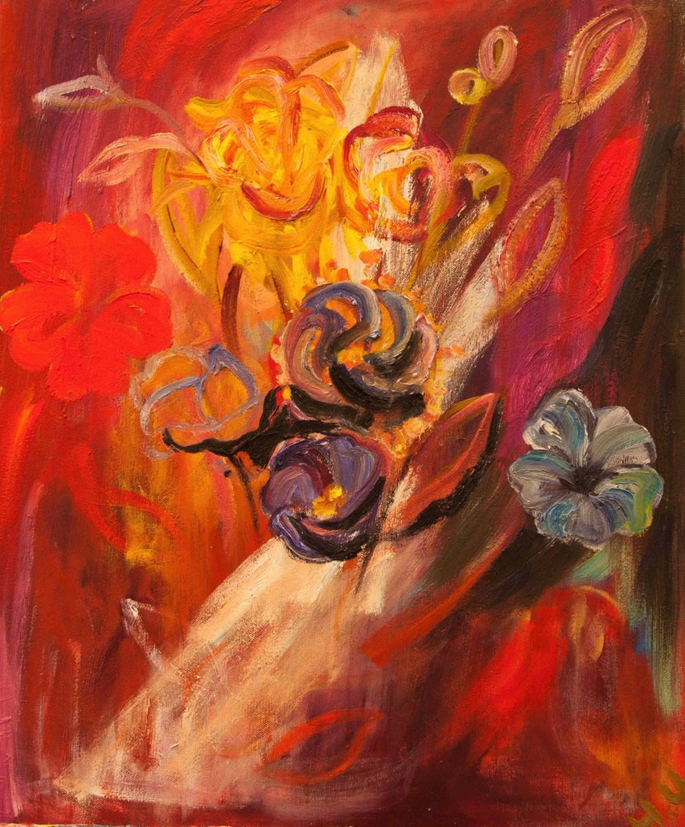 Kukat, Blommor, Flowers, Oil on Canvas, 62*50cm