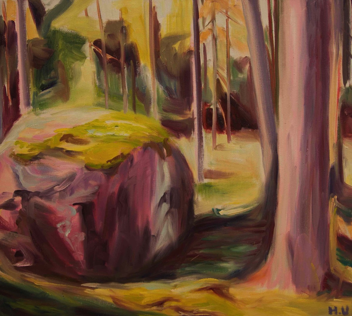 I skogen, Metsässä, Oil on Canvas, 73x65 cm