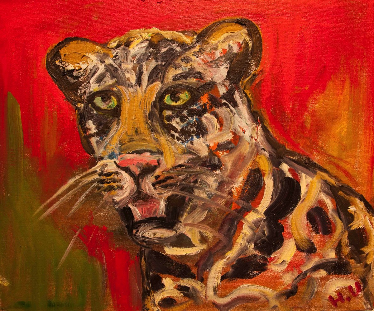 Leopard, Leopardi, Oil on canvas, 46x38 cm