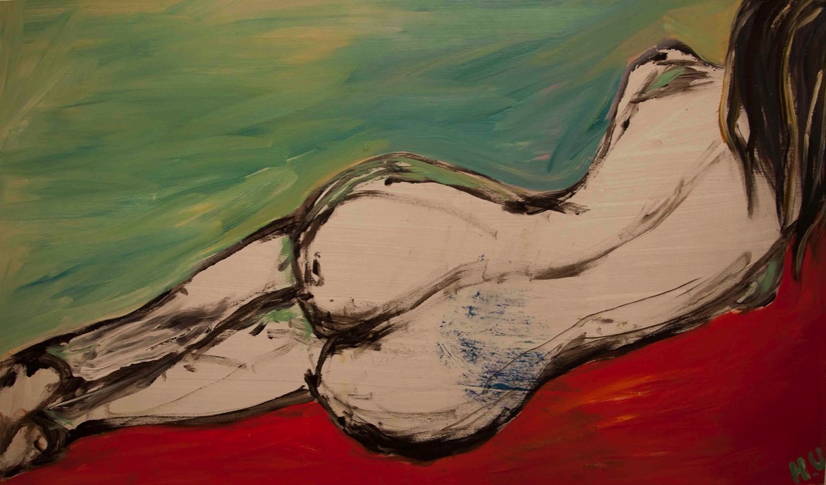 Hud, Hav o sand-Iho,meri ja hiekka, Oil on vaner, 88x51cm