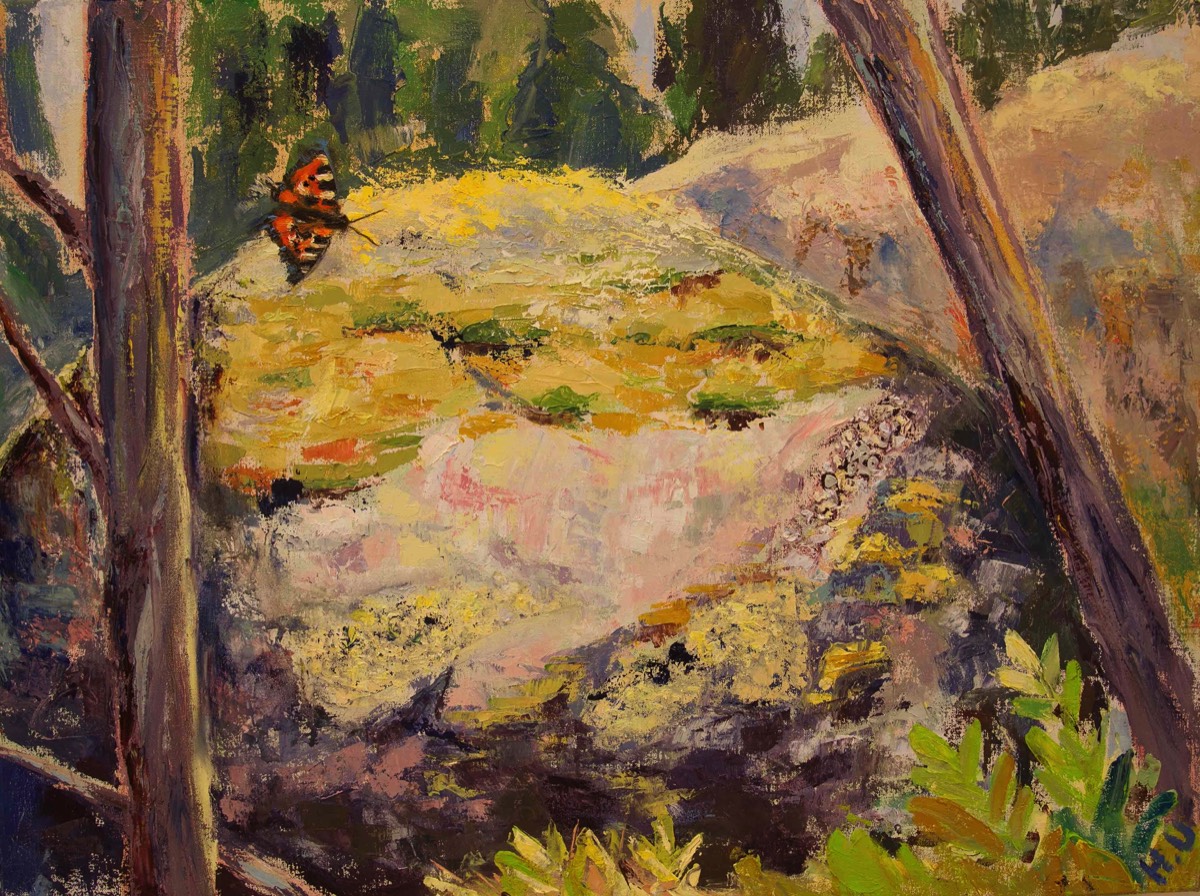 Fjärilen i skogen, Perhonen metsässä, Oil on canvas, 80x60 cm
