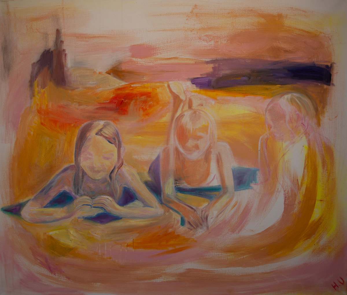 Kesäpäivä rannalla, Sommarminnen, Oil on Canvas, 110x130cm